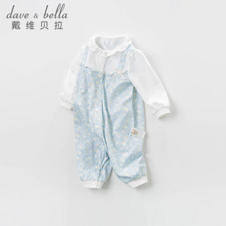 davebella戴维贝拉 DB13112 秋季新款新生儿婴儿连体衣 初生儿宝宝哈衣爬服 花朵印花 80cm（建议身高73-80cm）