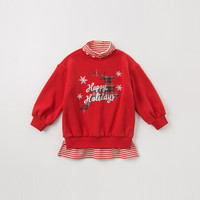 davebella戴维贝拉冬季新品女童加绒保暖套头卫衣 中大童上衣 红色 150cm(11Y(建议身高140-150cm))
