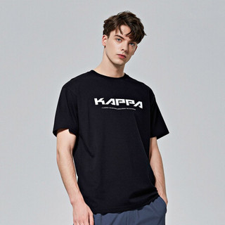 Kappa卡帕男串标运动短袖基础休闲T恤夏季圆领半袖图案衫2020新款|K0A12TD02F 黑色-990 M