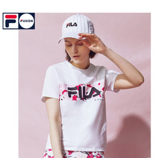 FILA FUSION X KOKI斐乐女子短袖T恤2020夏季新款潮牌拼接印花半袖上衣 标准白-WT 170/88A/L