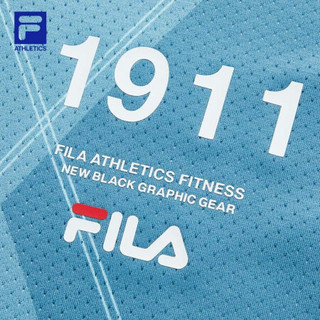 FILA ATHLETICS 斐乐男子短袖T恤2020秋季新款时尚专业运动短T男 青边鸭蓝印花-DB 180/100A/XL