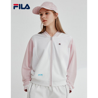 FILA 斐乐官方女子外套 2020夏季新款棒球领针织宽松运动外套女 标准白-WT 155/76A/XS