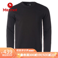 Marmot 土拨鼠 2020鼠年新款户外柔软透气保暖休闲纯色圆领男士卫衣 H83563 曜石黑001 XXL 欧码偏大
