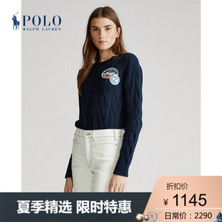 Ralph Lauren/拉夫劳伦女装 2020年春季补片绞花编结毛衫21309 400-蓝色 L