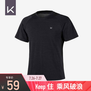 Keep 男子Coolmax速干拼接T恤 运动健身透气训练K181AW-062 黑色 L