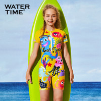 Watertime蛙咚 儿童泳衣 女 防晒连体小宝宝游泳衣中大童女孩学生泳装 海底狂欢 身高152-164（12/14岁）