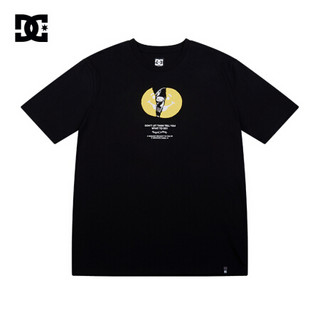 DCSHOES 春夏新款撞色印花男圆领短袖情侣休闲运动T恤 GDYZT20106 黑夹色-KVJ0 S