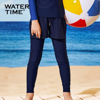 Watertime蛙咚 男女童泳裤 中大童儿童游泳衣专业青少年长款儿童游泳装备 宝蓝色 身高115-128（6/8岁）