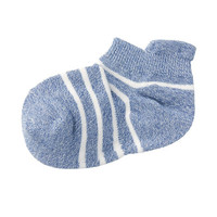 無印良品 MUJI 無印良品 孩童 合脚直角 均码 运动船袜 蓝色X横条 15-19cm