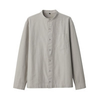 無印良品 MUJI 無印良品  男式 新疆棉 牛津 立领衬衫 纯棉衬衫 休闲衬衫 灰色 M