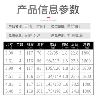 光威 无法一本8h升级版黑坑鱼竿台钓竿碳素19调轻硬大物野钓鱼竿 无法一本8H升级版3.0米+送竿稍+礼包