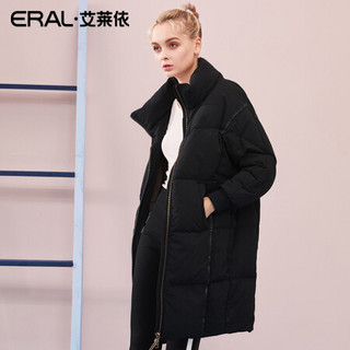 【清仓价】ERAL/艾莱依2018冬季新款时尚百搭加厚中长款羽绒服女 黑色 165/88A/L