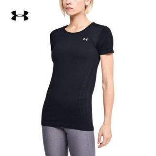 安德玛官方UA Seamless女子运动短袖T恤Under Armour1351604 黑色001 L 建议购买大一码