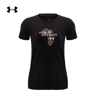 安德玛官方UA Map女子运动短袖T恤Under Armour1356753 黑色001 XS