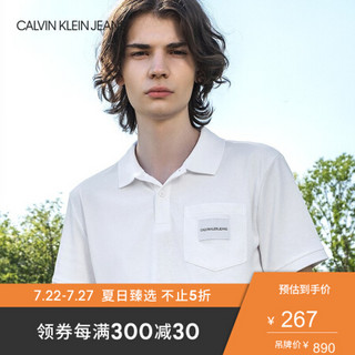 CK JEANS   春夏 品男装商务休闲翻领短袖Polo衫T恤 J312321 112-白色 XL