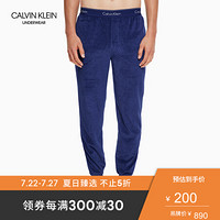 CK UNDERWEAR经典款 男士Logo腰边收脚针织家居裤 NM1568AD 6YN-蓝色 L