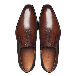 berluti伯鲁提男鞋牛津鞋时尚精致隐匿鞋带复古正装小牛皮材质 褐色