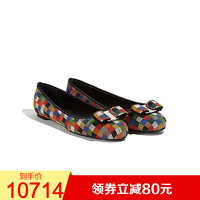 Ferragamo菲拉格慕女鞋平底鞋Vara蝴蝶结圆珠镶嵌马赛克图案皮革材质 36