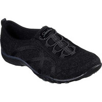 SKECHERS斯凯奇女士休闲运动鞋低帮套脚网面单鞋881774 Black/Black 10