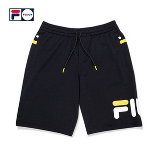 FILA FUSION斐乐官方男子五分裤2020夏季新款宽松潮流短裤运动裤 深黑-Bk 170/80A/M