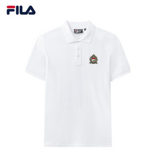 FILA 斐乐官方 男子短袖POLO 2020春季新款运动简约短袖POLO男 标准白-WT 180/100A/XL