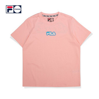 FILA FUSION 斐乐女子短袖T恤2020夏季新款印花潮牌棉质半袖服 浅砂粉-PK 155/76A/XS