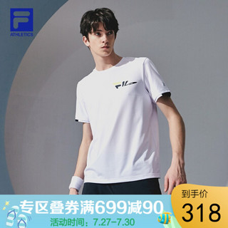 FILA ATHLETICS 斐乐男子短袖T恤2020夏新款专业运动跑步速干T恤 玉石白-WT 180/100A/XL