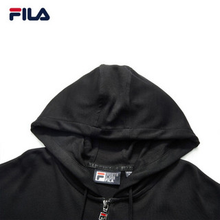 FILA 斐乐官方女子针织外套2020夏季新款LOGO运动连帽外套上衣女 正黑色-BK 175/92A/XL