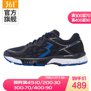 361°男鞋夏季国际线Q弹跑步鞋减震运动鞋  N 黑色/亮蓝 42