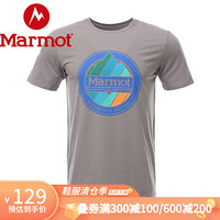 marmot/土拨鼠20鼠年春夏新款户外运动休闲男士柔软弹力透气圆领短袖时尚T恤 H43425 雨凇灰504 XL 欧码偏大