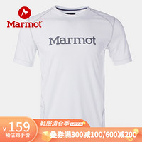 Marmot/土拨鼠20春夏运动防晒排汗透气UPF50圆领短袖速干T恤男户外 白色080 XL 欧码偏大