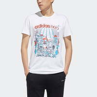 阿迪达斯官网 adidas neo M FAVES TEE 男装运动短袖T恤FP7295 白/黑色 A/L
