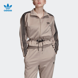 阿迪达斯官网 adidas 三叶草 TRACK TOP 女装运动外套EJ9068 蒸汽白 淡灰 34(165/80A)