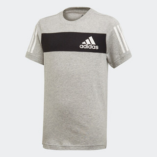 阿迪达斯官网 adidas YB SID TEE 大童装训练运动短袖T恤ED6502 中麻灰/黑色/白色 152CM