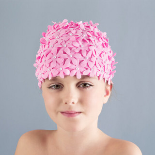 范德安（BALNEAIRE） 女童 儿童泳帽 卡通女童不勒头时尚防晒度假游泳帽 马卡龙-粉