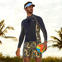 范德安(BALNEAIRE) 男士分体泳衣 时尚沙滩度假长袖防晒上衣 浮潜冲浪泳装 图片色 XXXL