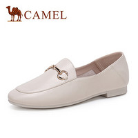 骆驼（CAMEL） 女士 早春英伦风马衔扣低跟套脚乐福鞋 A015146132 米色 35