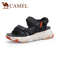 骆驼（CAMEL） 女鞋 清爽休闲拼接鞋面魔术贴调节厚底凉鞋 A025256124 黑色 37