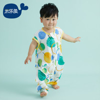 米乐鱼 婴儿睡袋夏季2层纱布睡袋宝宝防踢被儿童原创设计分腿短袖薄款睡袋 缤纷橙90码