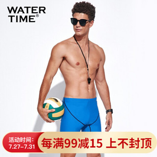 WATERTIME泳裤男五分速干专业防尴尬游泳裤宽松温泉男士泳衣装备 湖蓝色 S