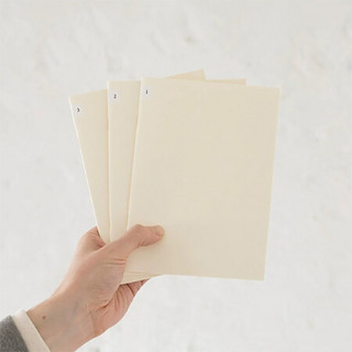 日本midori MD Light系列三册组笔记本空白方格横线简约记事本空白绘图手帐本 空白三册组A4变型