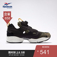 Reebok锐步夏季潮流充气鞋PUMPFURY线下同款情侣中帮运动鞋FU9106 FU9107_黑色/黄色 36