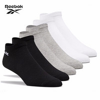 Reebok锐步男子训练短袜ACT CORE INSIDE 6P 基础健身运动袜 袜子 GJG44 FL5323_白色/黑色/中麻灰色 19-20 A版