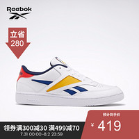 Reebok锐步 运动经典CLUB C REVENGE MARK男女低帮休闲鞋EF7863 EF7863_白色/藏青蓝色/黄色 36.5