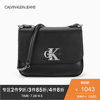 CK JEANS 2020春夏款 女包车缝线饰翻盖单肩斜挎包 DH2308Q4100 001-黑色 ST