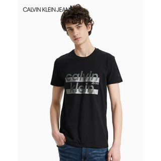 CK JEANS 2020春夏款男装 时尚箔印Logo圆领短袖T恤 J315141 BAE-黑色 XL