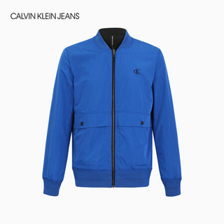 CK JEANS 2020秋冬款男装 两面穿时尚LOGO单夹克J315623 BAE-黑色/蓝色 M