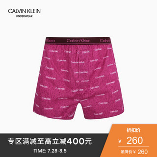 CK UNDERWEAR 2020春夏 男士纯棉梭织宽松平角内裤 NB1524 BM2-玫红字母 XL