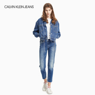 CK JEANS 2020秋冬款女装 时尚休闲纯棉翻领牛仔外套 J214025 1A4-蓝色 S