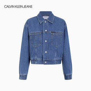 CK JEANS 2020秋冬款女装 时尚休闲纯棉翻领牛仔外套 J214025 1A4-蓝色 S